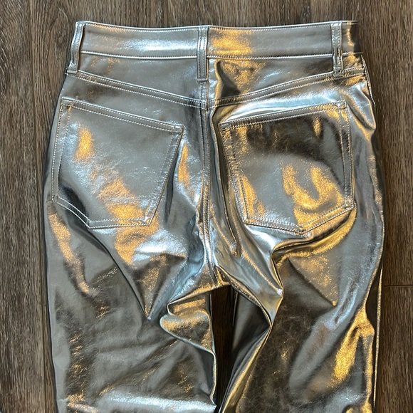 GAP Silver Faux Leather Pants Cheeky Straight High Rise Size 27| 4s - Picture 10 of 10